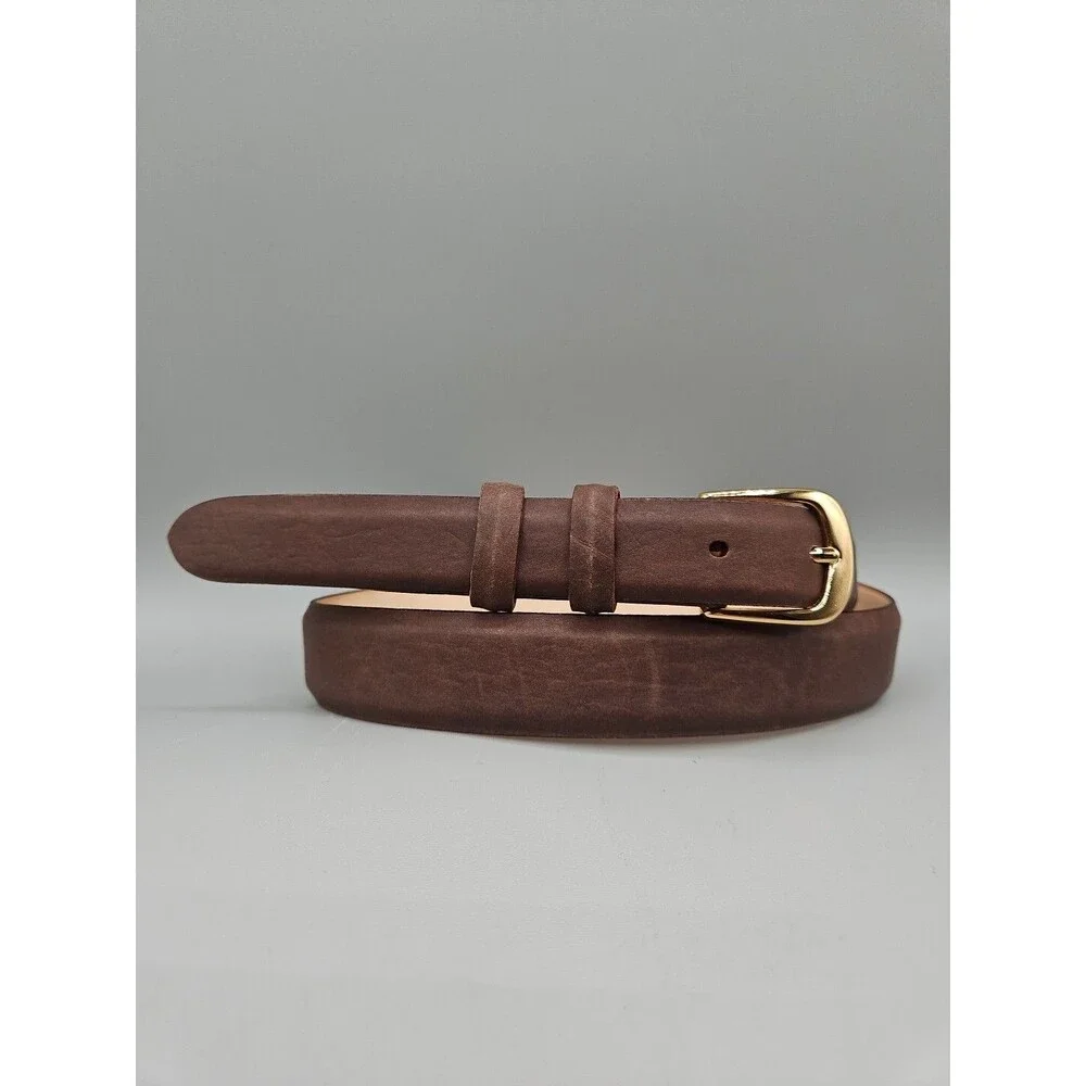 American Bison Leather Belt Mens Womens 40 Brown Smooth Gold Tone Buckle USA